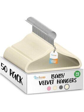 Premium Baby Velvet Hangers - Non-Slip, Space-Saving 360° Swivel Hook - Ivory
